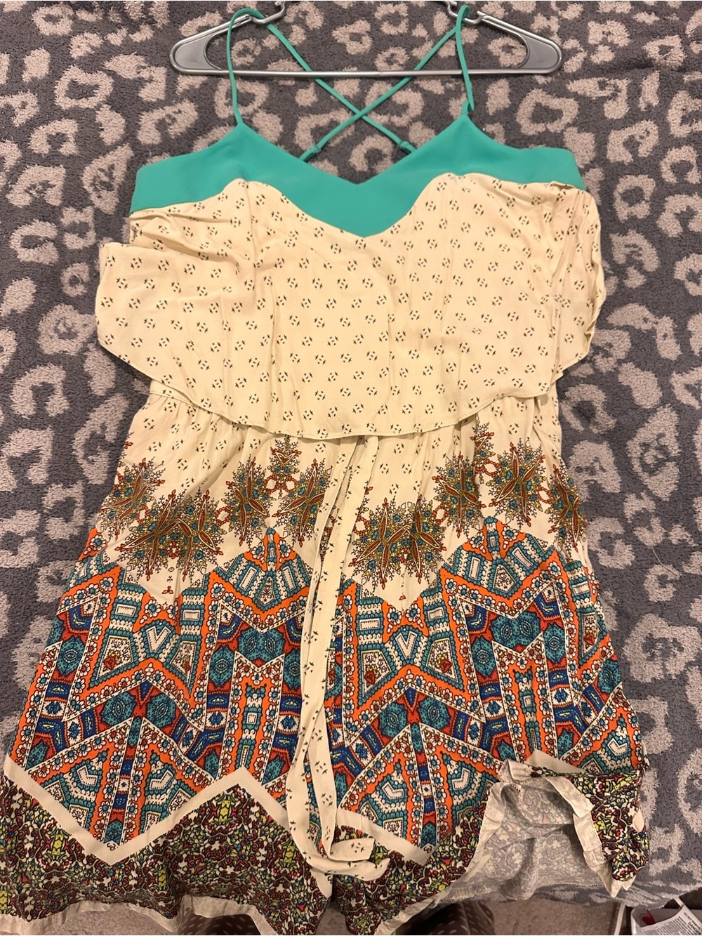 elevenses Cream Jumper with Teal Trim